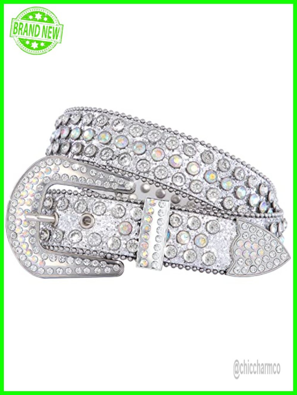 Rhinestone PU Leather Belt Studded Western Cowgirl Cowboy Waist Belt 1.5"